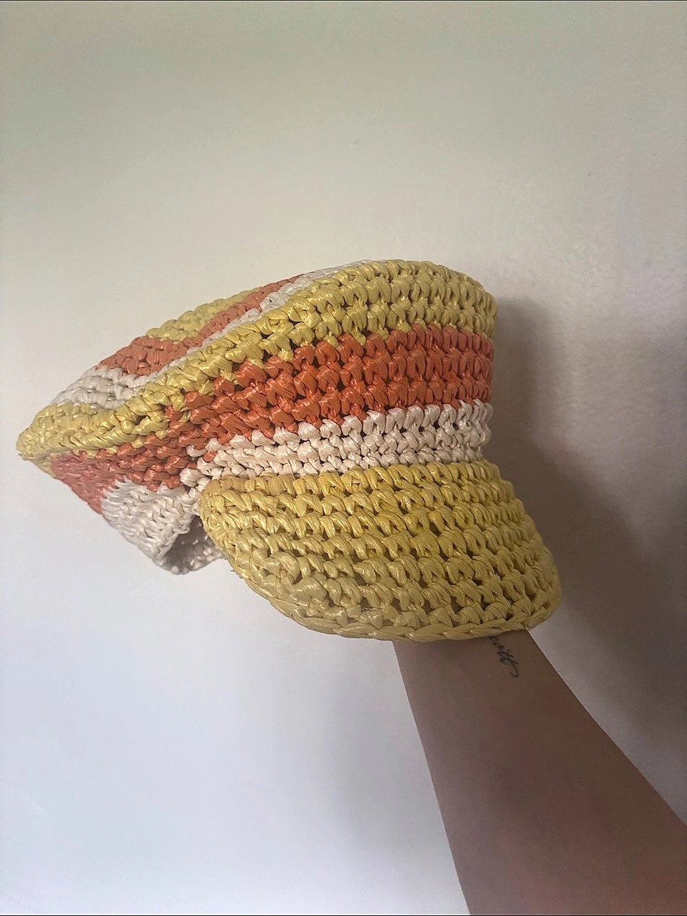 Striped real Rastafarian Hat in Yellow & Orange
